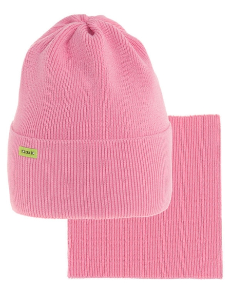 Комплект для девочки Кливия-2 комплект, Миалт розовый, весна-осень - Комплект: шапочки и шарф