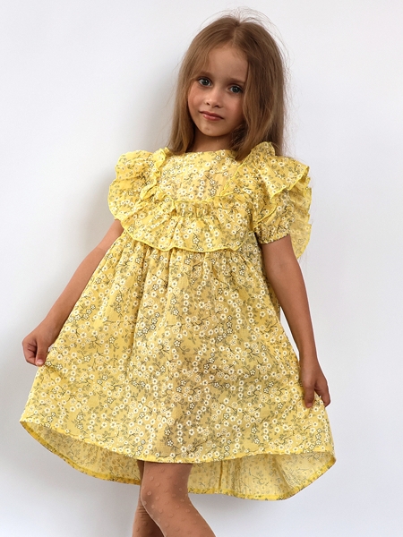 Платье для девочки вискоза БУШОН ST69, цвет желтый - Платья коктельные / вечерние