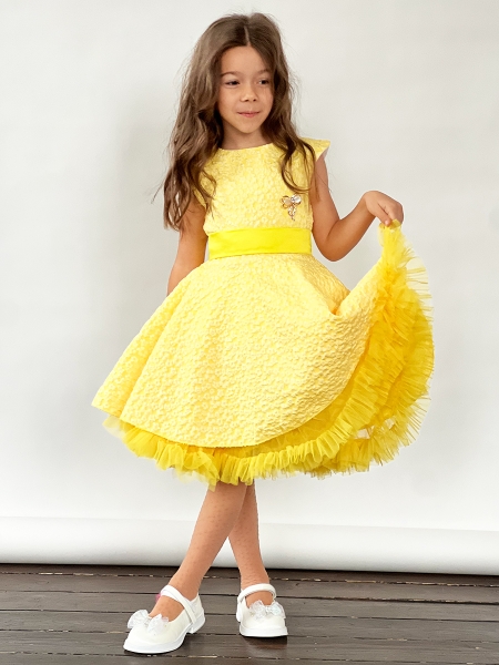 Платье для девочки праздничное БУШОН ST36, цвет желтый - Платья праздничные / нарядные