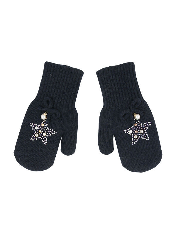Варежки для девочки Хлопушка, Миалт темно-синий - Варежки