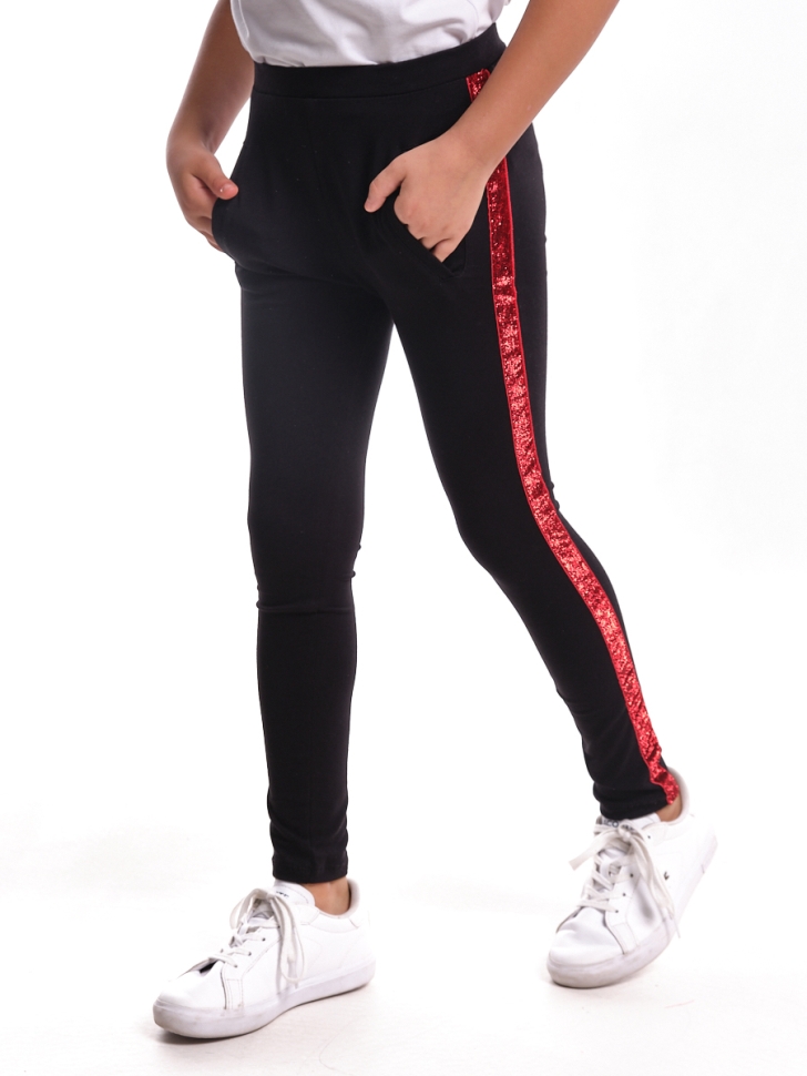 Бриджи для девочек Mini Maxi, модель 6214, цвет черный/красный - Легинсы / лосины