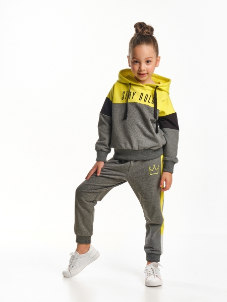 Спортивный костюм для девочек Mini Maxi, модель 7115, цвет графит/неон - Костюмы спортивные
