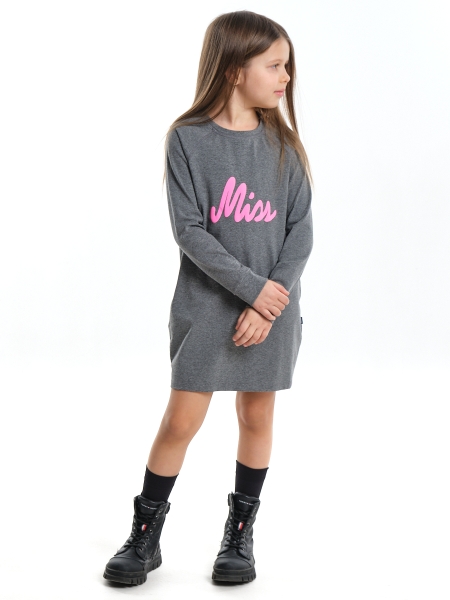 Платье для девочек Mini Maxi, модель 2734, цвет графит - Платья для девочек с длинным рукавом