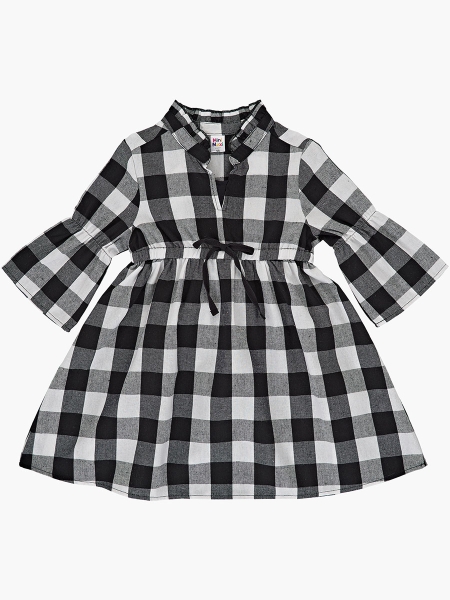 Платье для девочек Mini Maxi, модель 7464, цвет черный/белый/клетка - Платья для девочек с рукавом 3/4