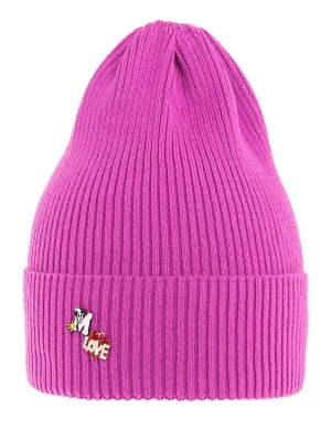 Шапка для девочки Брошка, Миалт фуксия, весна-осень