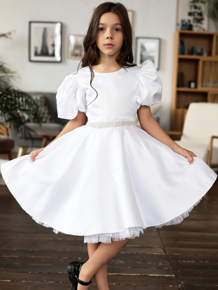 Платье для девочки БУШОН ST34, праздничное цвет белый - Платья СТИЛЯГИ