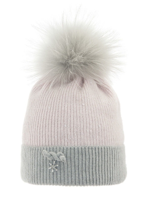 Шапка для девочки Узелок, Миалт светло-серый/бледно-розовый, зима
