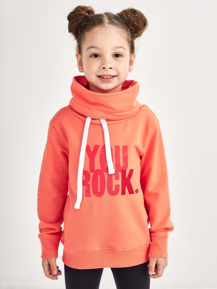 Толстовка для девочек Mini Maxi, модель 1529, цвет персиковый - Толстовки с воротом
