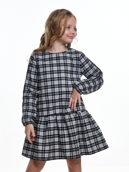 Платье для девочек Mini Maxi, модель 7285, цвет черный/белый/клетка - Платья для девочек с длинным рукавом