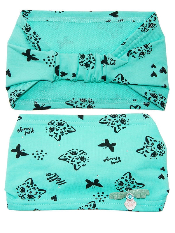 Повязка для девочки Котейка повязка, Миалт яркая/мята - Повязки на голову