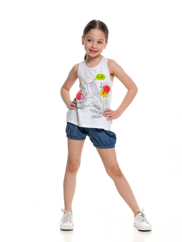 Комплект для девочек Mini Maxi, модель 3442, цвет белый/синий - Комплекты летние