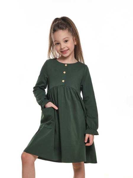 Платье для девочек Mini Maxi, модель 7438, цвет хаки/зеленый - Платья для девочек с длинным рукавом
