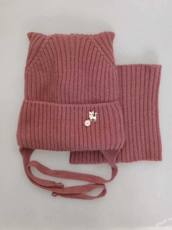 Комплект для девочки Пуша, Миалт брусничный, зима - Комплекты: шапка и шарф