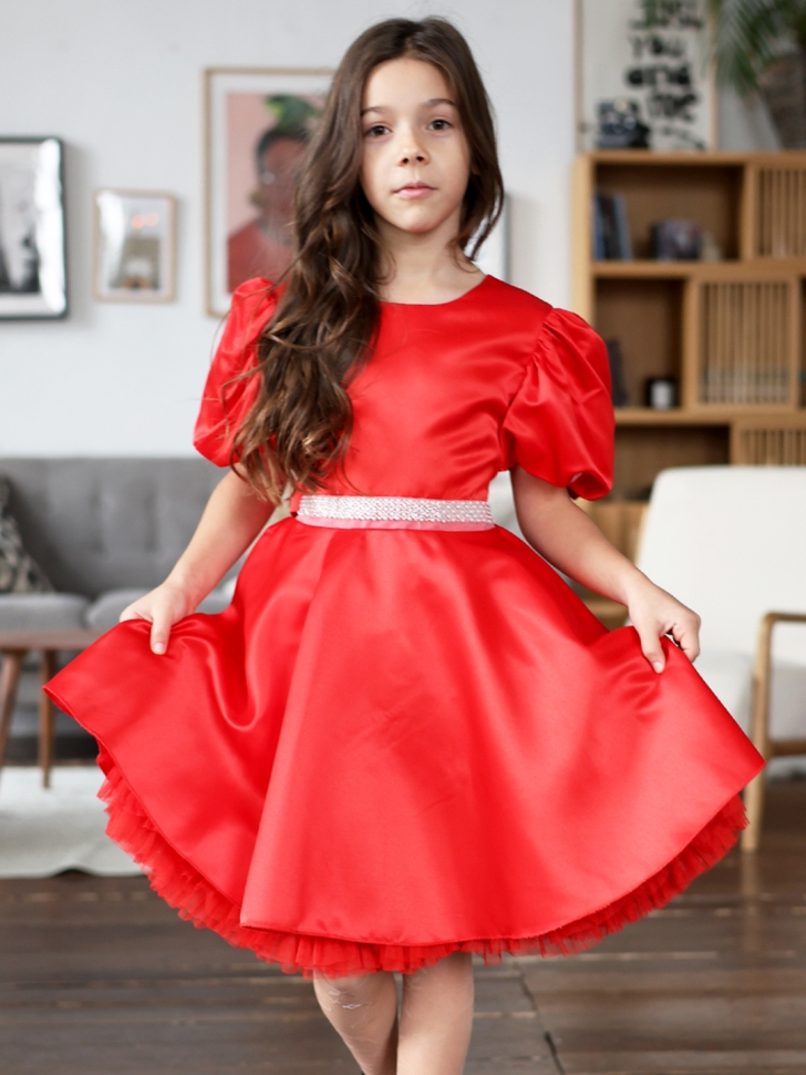Платье для девочки БУШОН ST34, праздничное цвет красный - Платья СТИЛЯГИ