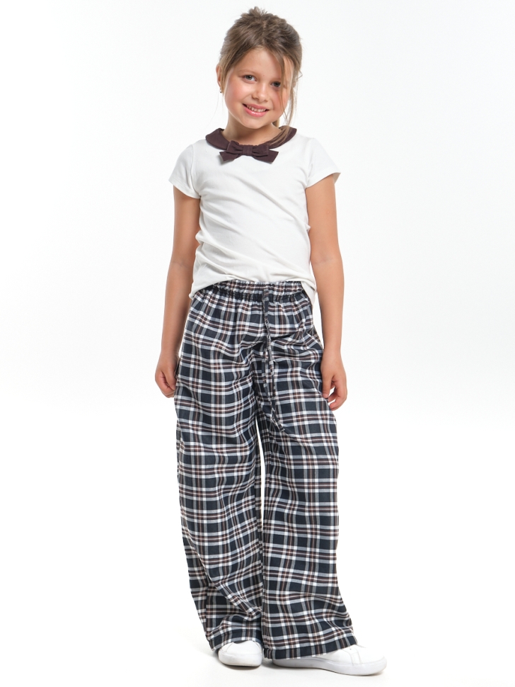 Брюки для девочек Mini Maxi, модель 7942, цвет синий/белый/клетка - Брюки палаццо