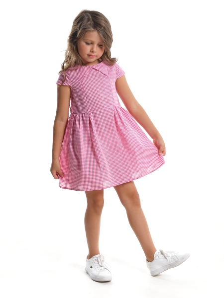 Платье для девочек Mini Maxi, модель 6448, цвет малиновый/клетка - Платья для девочек с коротким рукавом