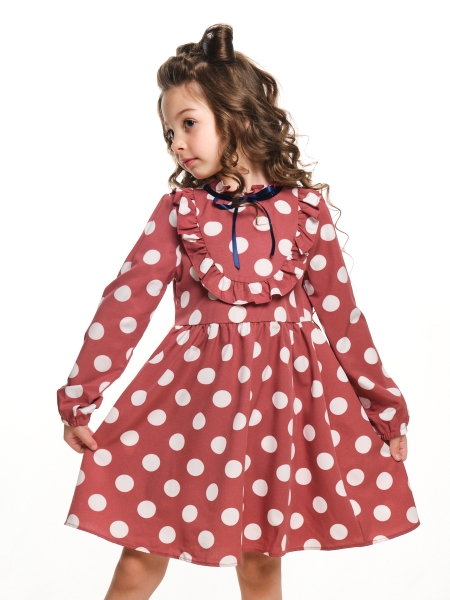 Платье для девочек Mini Maxi, модель 7154, цвет розовый/мультиколор - Платья для девочек с длинным рукавом