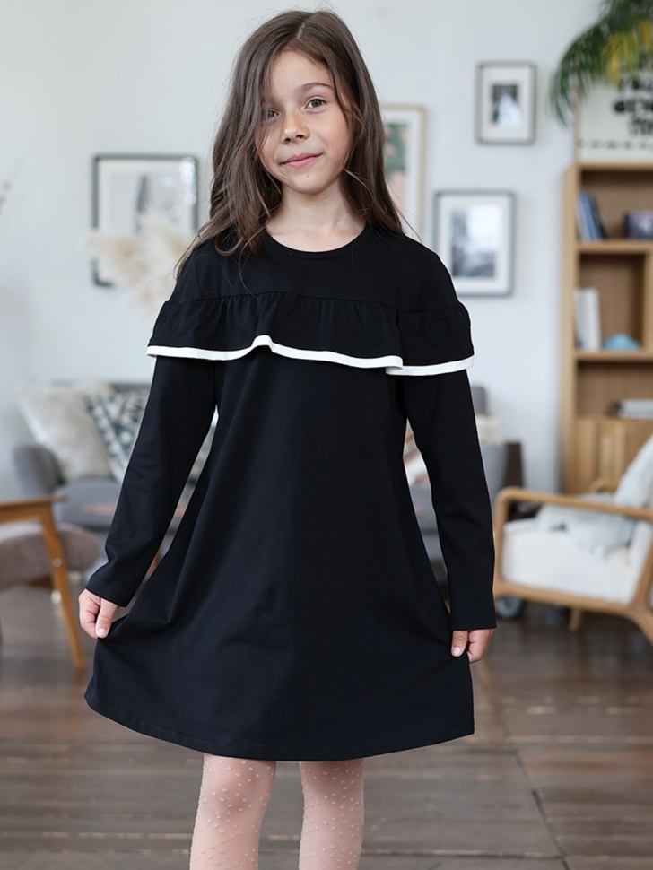 Платье для девочки школьное БУШОН SK33, цвет черный - 