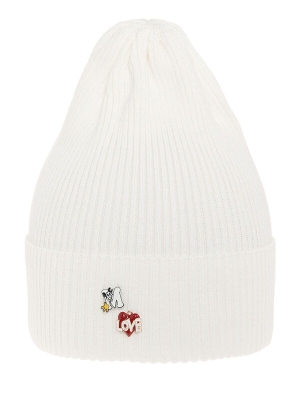 Шапка для девочки Брошка, Миалт белый, весна-осень