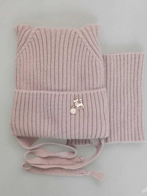 Комплект для девочки Пуша, Миалт какао, зима - Комплекты: шапка и шарф