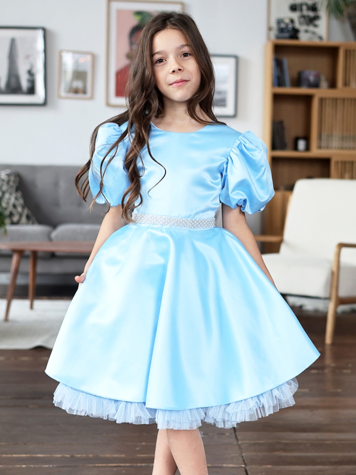 Платье для девочки БУШОН ST34, праздничное цвет голубой - Платья СТИЛЯГИ