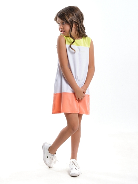 Платье для девочек Mini Maxi, модель 3311, цвет белый/коралловый - Платья для девочек с коротким рукавом