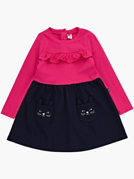 Платье для девочек Mini Maxi, модель 2626, цвет малиновый/синий - Платья для девочек с длинным рукавом