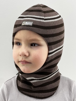 Шапка-шлем для мальчика Энди кофейный+коричневый