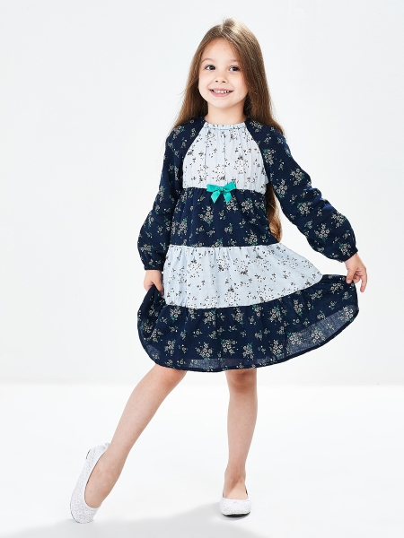 Платье для девочек Mini Maxi, модель 2745, цвет синий/голубой - Платья для девочек с длинным рукавом