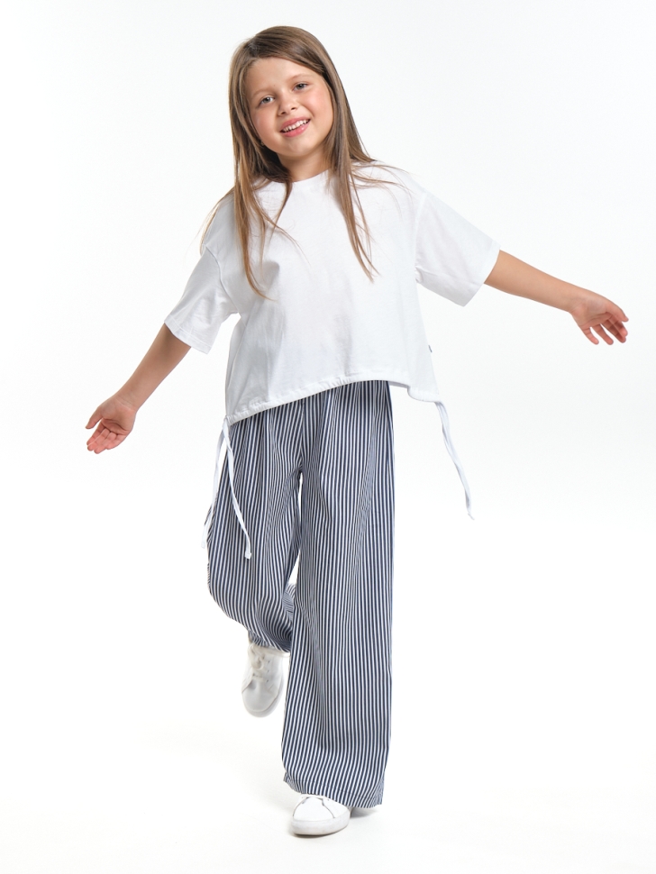 Брюки для девочек Mini Maxi, модель 7949, цвет синий/белый/мультиколор - Брюки палаццо