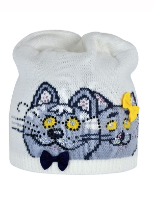 Шапка для девочки Стиляги, Миалт молочный/светло-серый, весна-осень