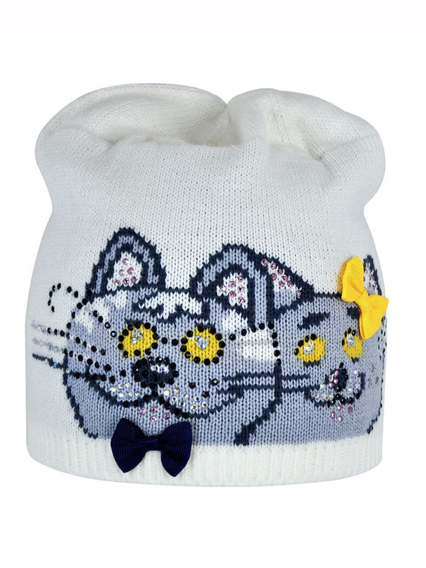 Шапка для девочки Стиляги, Миалт молочный/светло-серый, весна-осень - Для девочек весна-осень