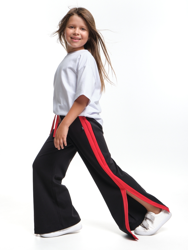 Брюки для девочек Mini Maxi, модель 7169, цвет черный/красный - Брюки палаццо