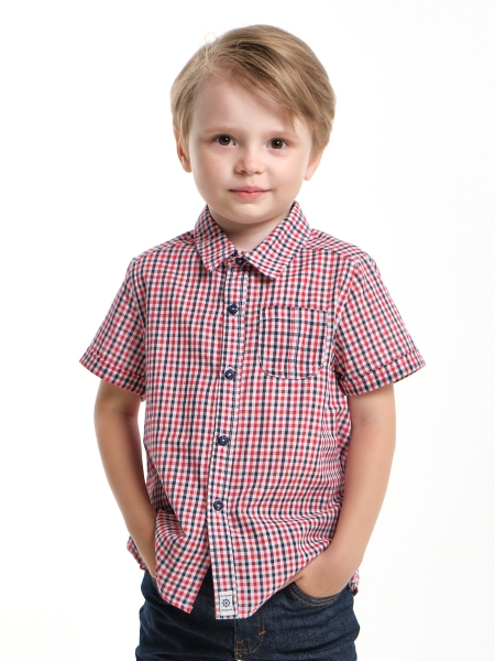 Рубашка для мальчиков Mini Maxi, модель 7941, цвет красный/синий - Рубашки с коротким рукавом