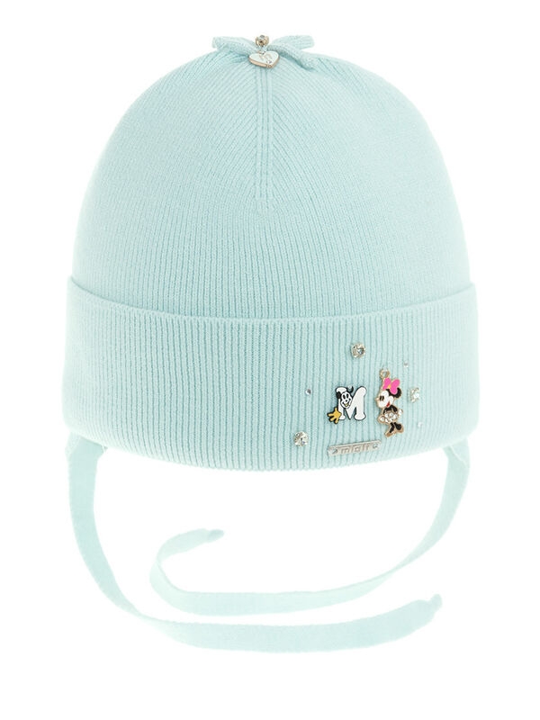Шапка для девочки Фифочка, Миалт светло-мятный, весна-осень - Шапочки на завязках