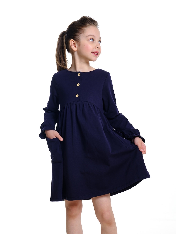 Платье для девочек Mini Maxi, модель 7438, цвет темно-синий - Платья для девочек с длинным рукавом