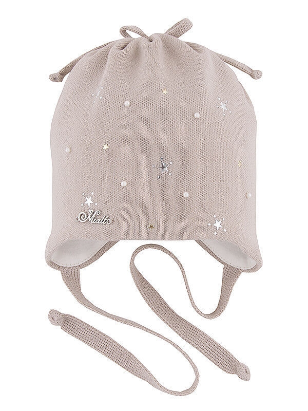 Шапка для девочки Танюша, Миалт бежевый, весна-осень - Шапочки на завязках