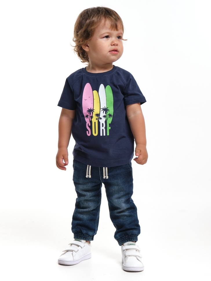 Футболка для мальчиков Mini Maxi, модель 0731, цвет синий/зеленый - Футболки для мальчиков