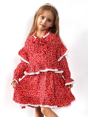 Платье для девочки нарядное БУШОН ST60, цвет красный