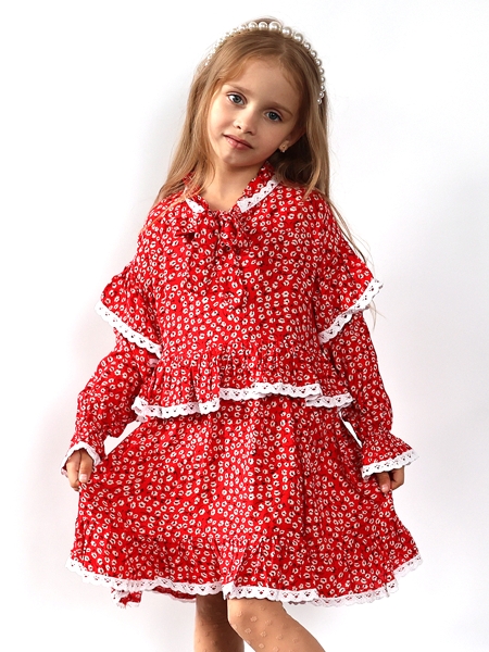 Платье для девочки нарядное БУШОН ST60, цвет красный - Платья коктельные / вечерние