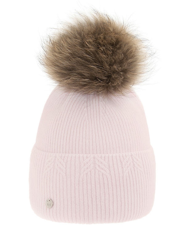 Шапка для девочки Вариация-2, Миалт бледно-розовый, зима - Шапки с меховым помпоном