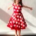 Платье для девочки нарядное БУШОН ST20, стиляги цвет красный, красный пояс, принт белый горох
