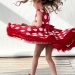 Платье для девочки нарядное БУШОН ST20, стиляги цвет красный, красный пояс, принт белый горох