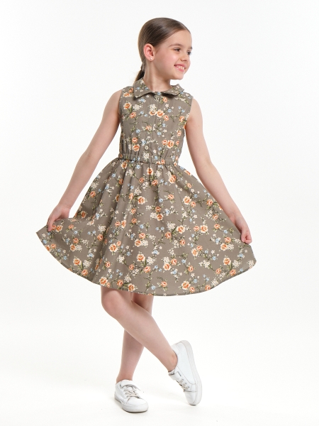 Платье для девочек Mini Maxi, модель 7686, цвет хаки/мультиколор - Платья для девочек с коротким рукавом