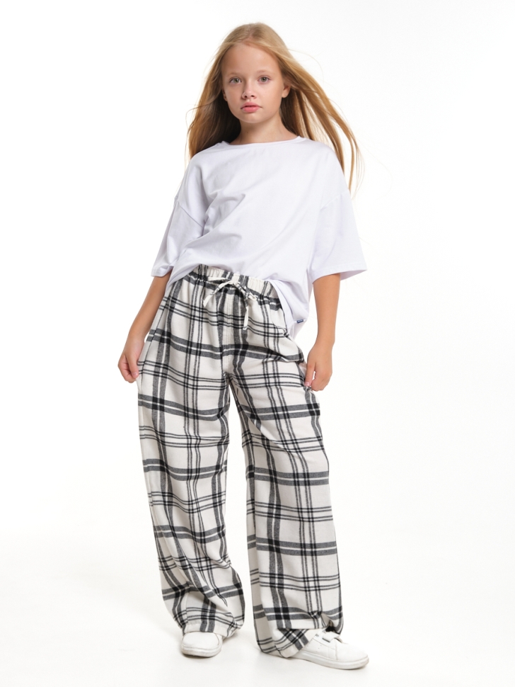 Брюки для девочек Mini Maxi, модель 5161, цвет черный/белый/клетка - Брюки палаццо