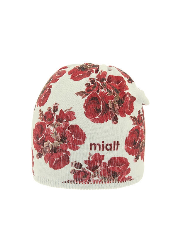 Шапка для девочки Красные маки, Миалт молочный/красный, весна-осень - Для девочек весна-осень