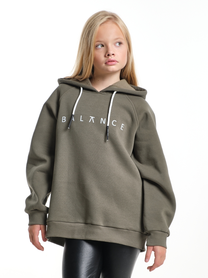 Худи для девочек Mini Maxi, модель 7444, цвет хаки - Толстовки с капюшоном / худи