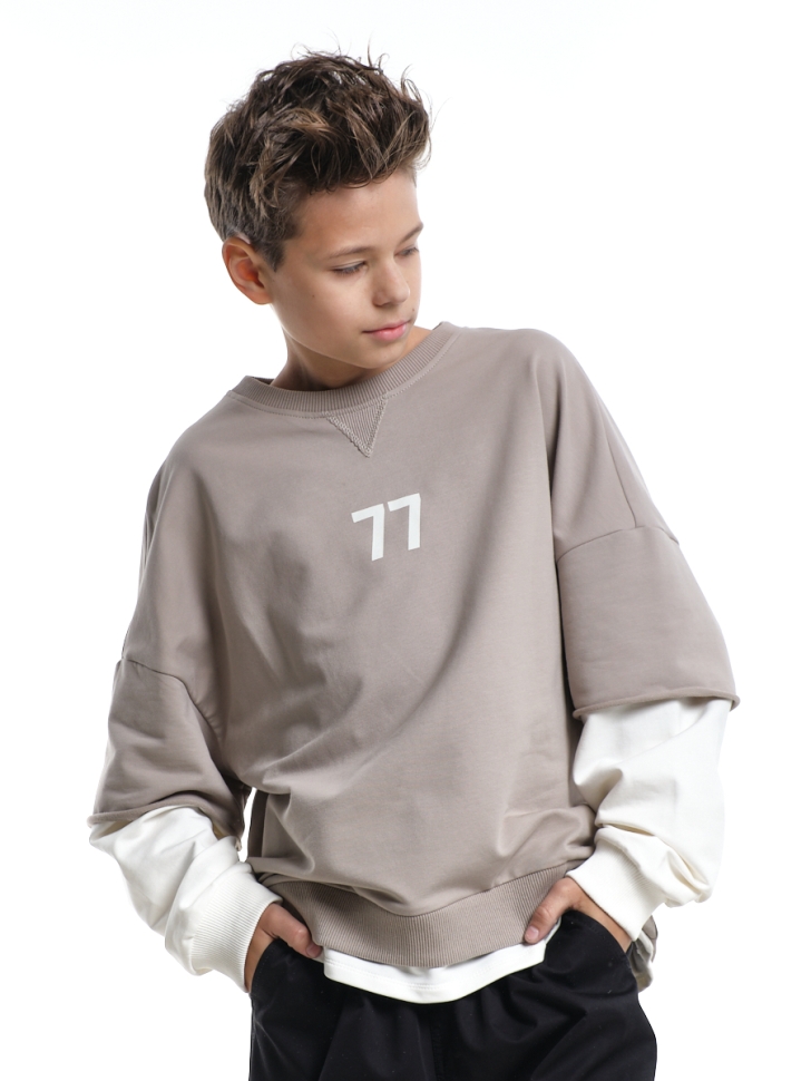 Свитшот для мальчиков Mini Maxi, модель 8047, цвет серый/белый - Свитшоты для мальчиков