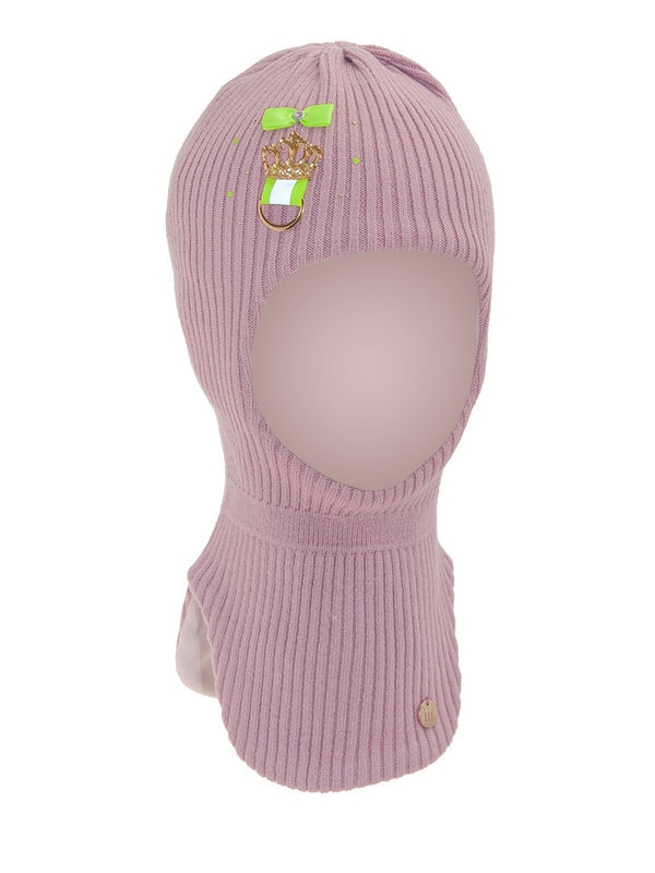 Шлем для девочки Юлиана, Миалт темно-пудровый, весна-осень - Шапки-шлемы осень-весна