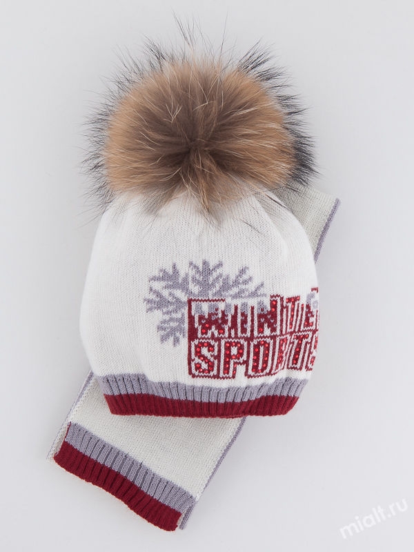 Комплект для девочки Winter sports, Миалт винный/светло-серый - Комплекты: шапка и шарф